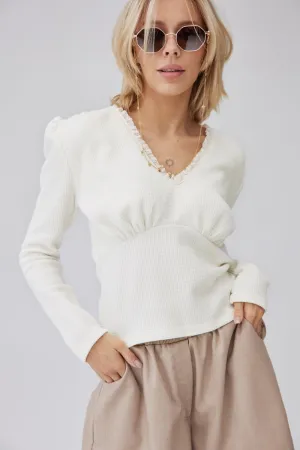 Flora Frill Blouse Beige