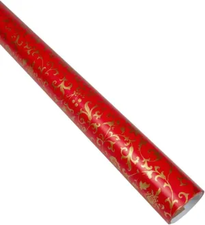 Flora Scrollwork Red/Gold Gift Wrap Roll