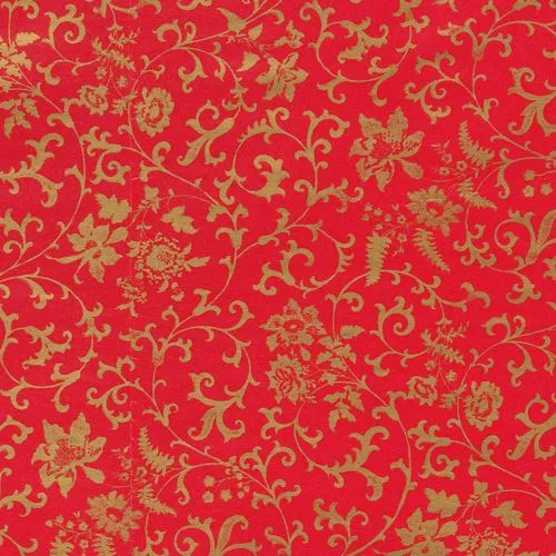 Flora Scrollwork Red/Gold Gift Wrap Roll