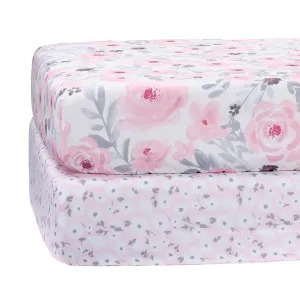 Floral 2-Pack Fitted Crib Sheet Set