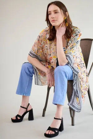 Floral Abstract Print Kimono