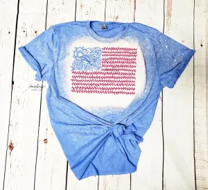 Floral American Flag Bleached Shirt