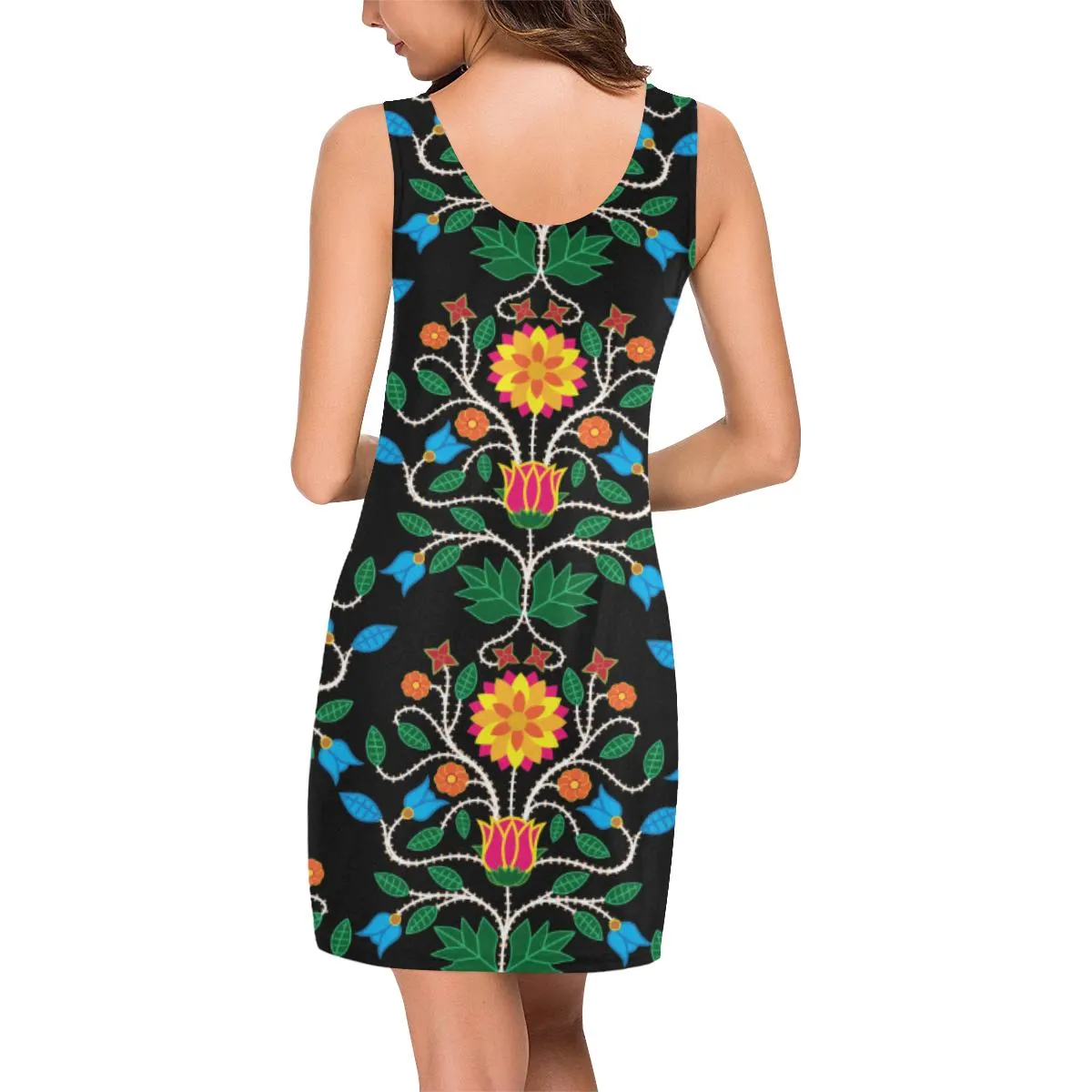 Floral Beadwork Four Clans IkstsÃ­miwa Vest Dress