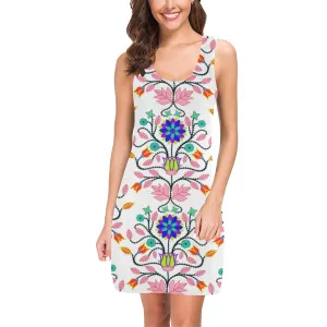 Floral Beadwork Four Clans White IkstsÃ­miwa Vest Dress