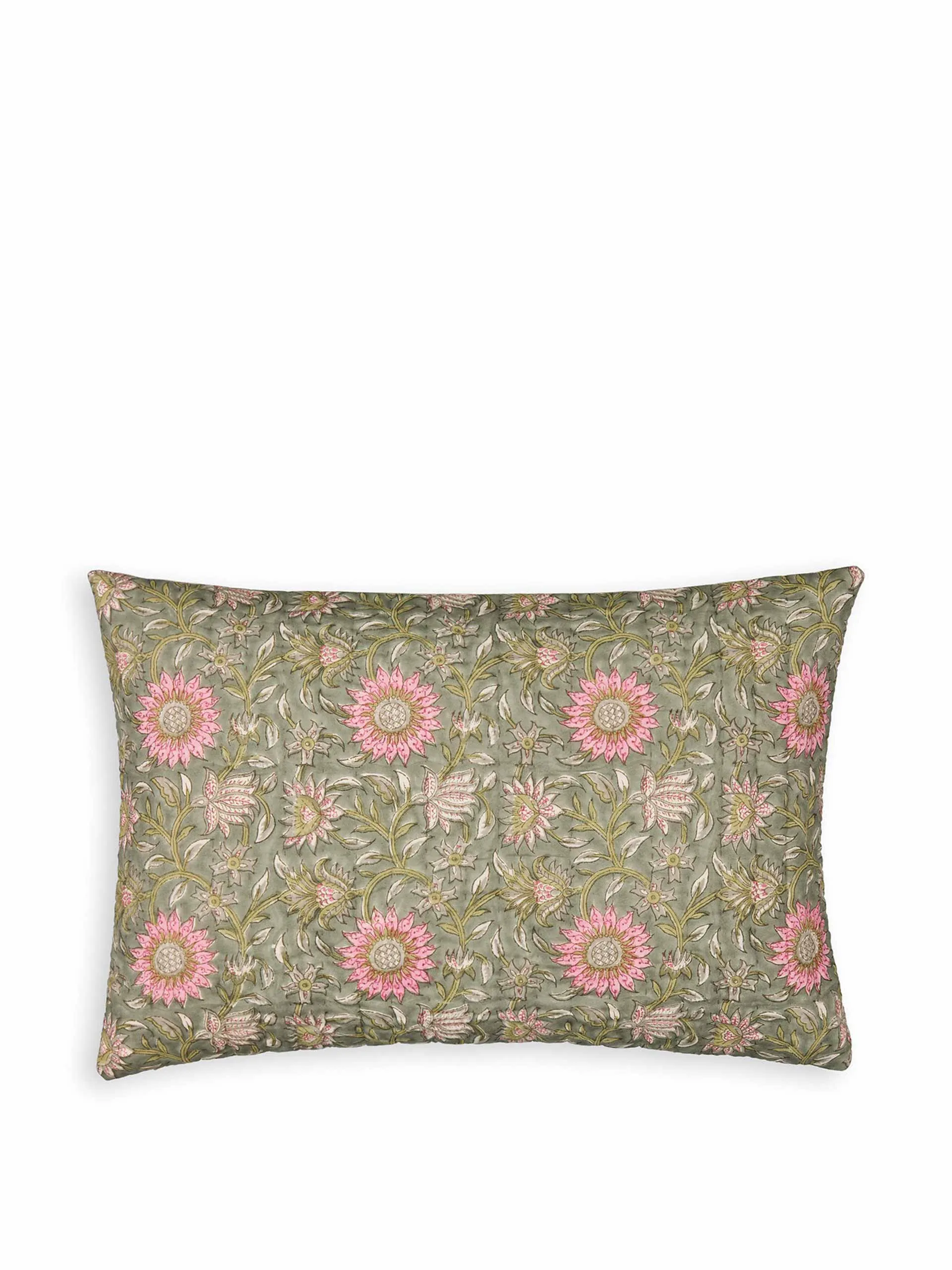 Floral block print cushion cover