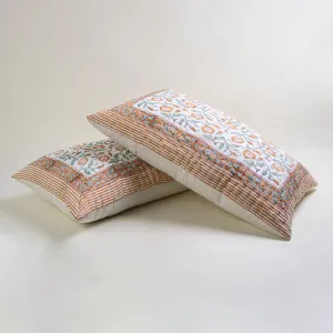 Floral Block Print Handmade Cotton Kantha Bed Pillow Covers