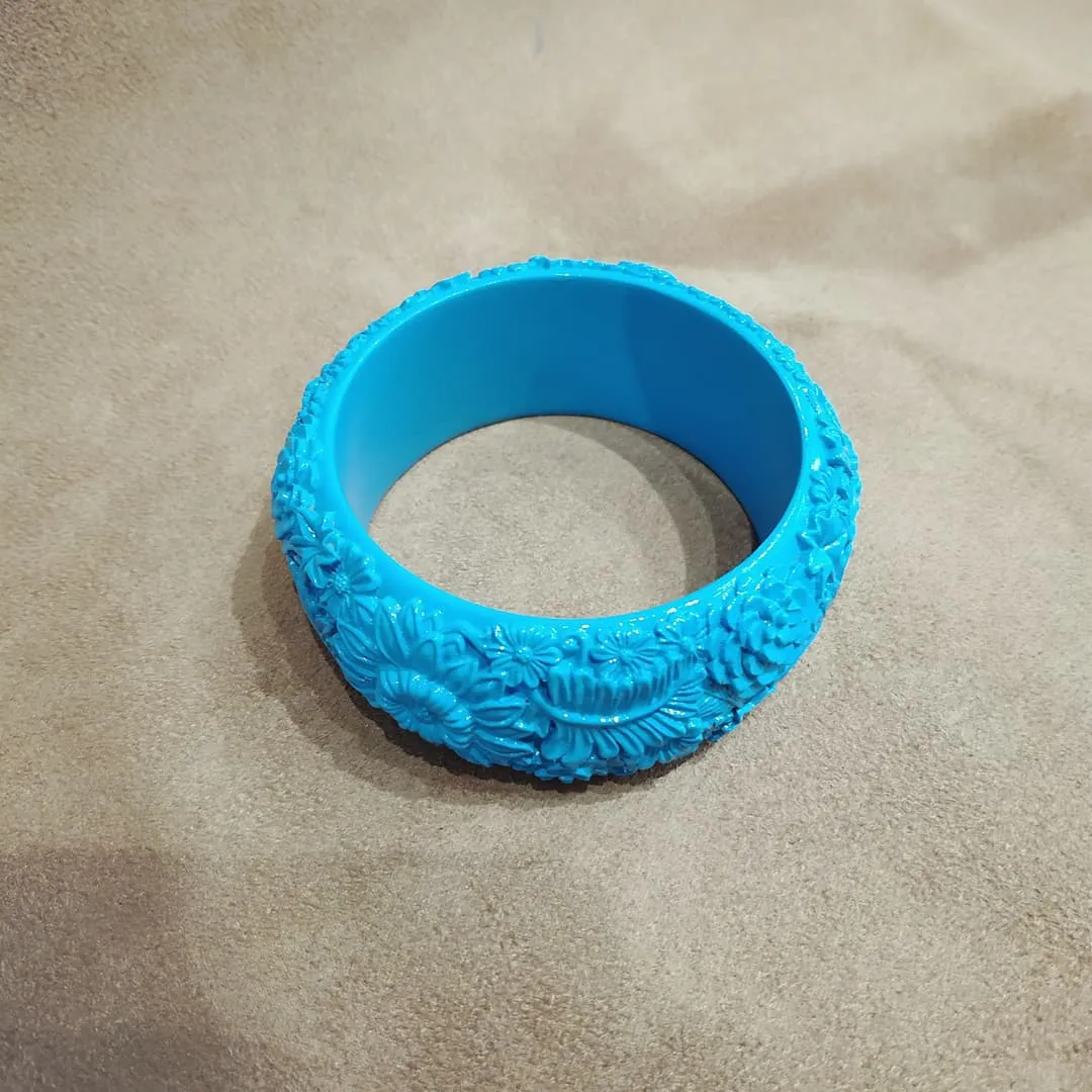 Floral Blue wide bangle