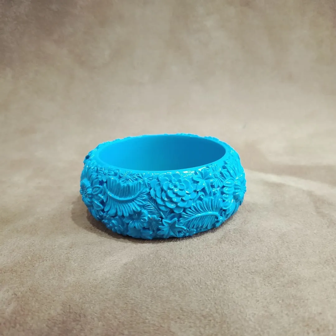 Floral Blue wide bangle