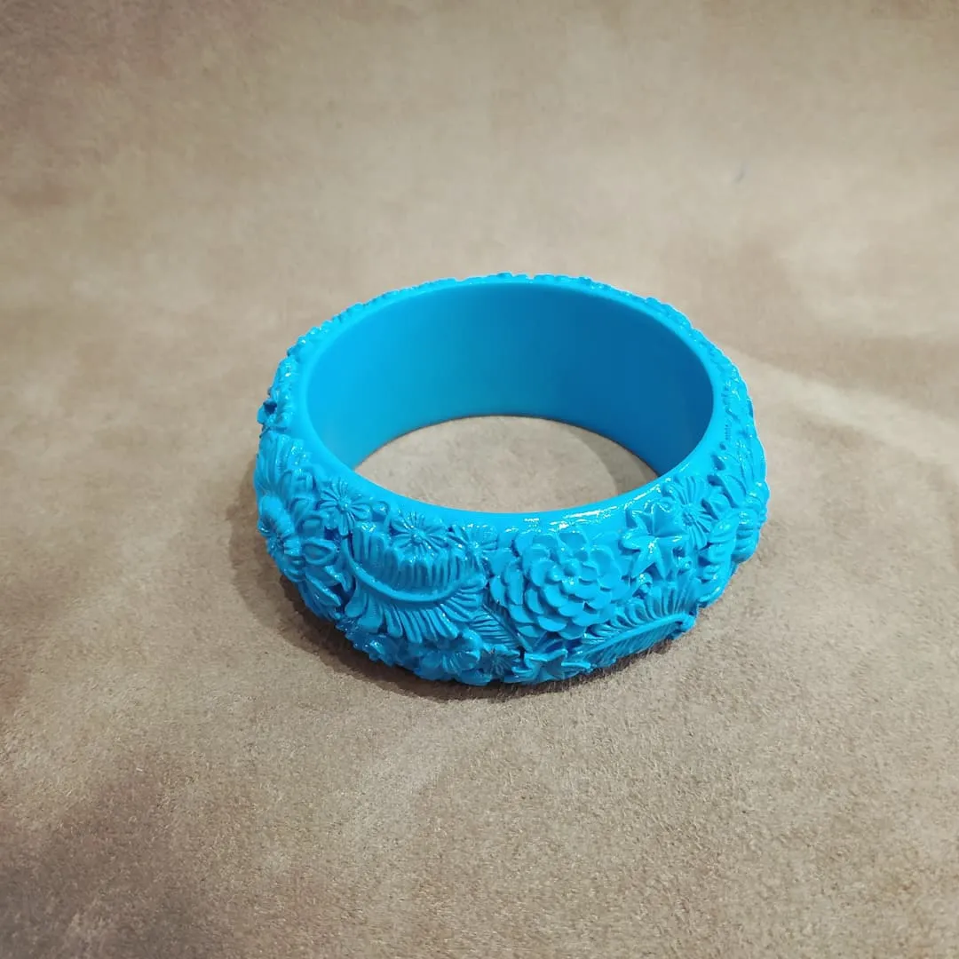 Floral Blue wide bangle