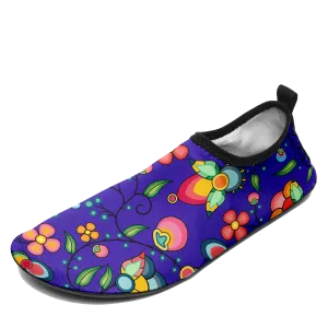 Floral Bounty Blue Kid's Sockamoccs Slip On Shoes