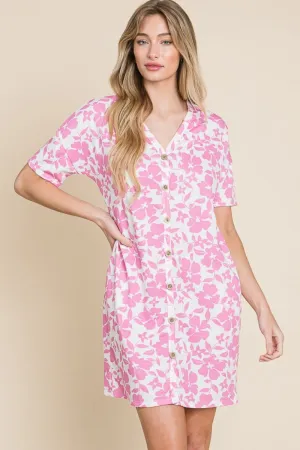 Floral Button Down Mini Dress