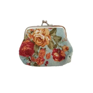 Floral Coin Purse - Blue