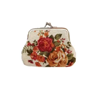 Floral Coin Purse - White