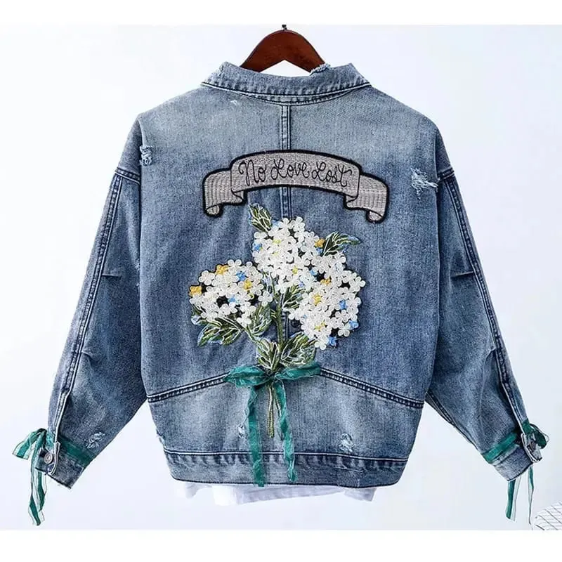 FLORAL DENIM JACKET FOR WINTER