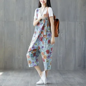 Floral Denim Overall