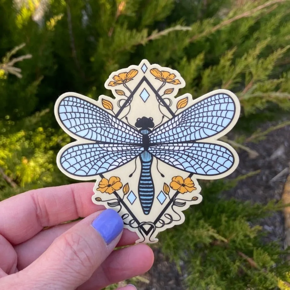 Floral Dragonfly Vinyl Sticker