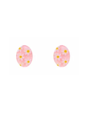 Floral Easter Egg Stud Earrings - Pink