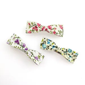 Floral Fabric Ribbon Small Princess Hair Barrette [Set of 3]