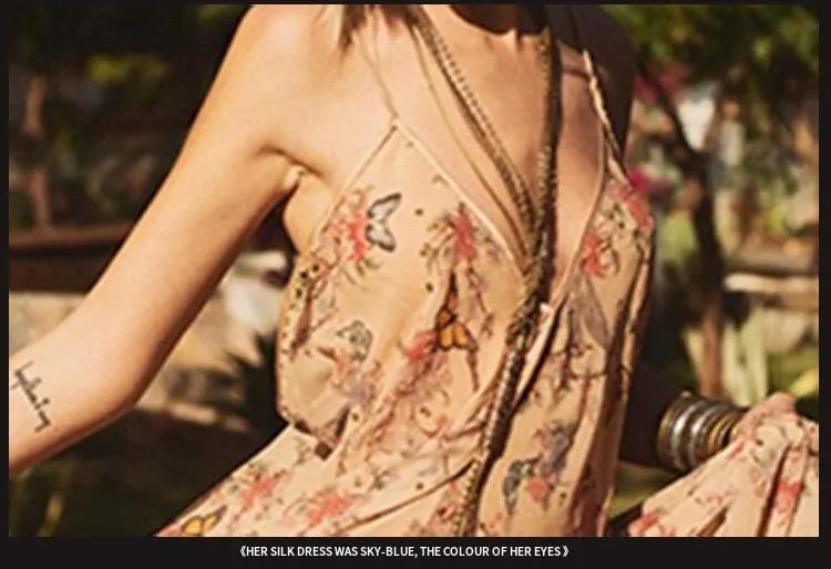 Floral Halter backless huge hem swing long dress