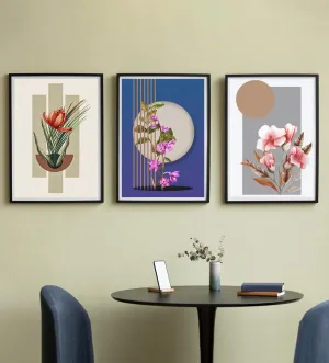 Floral Harmony: Trio of Botanical Art