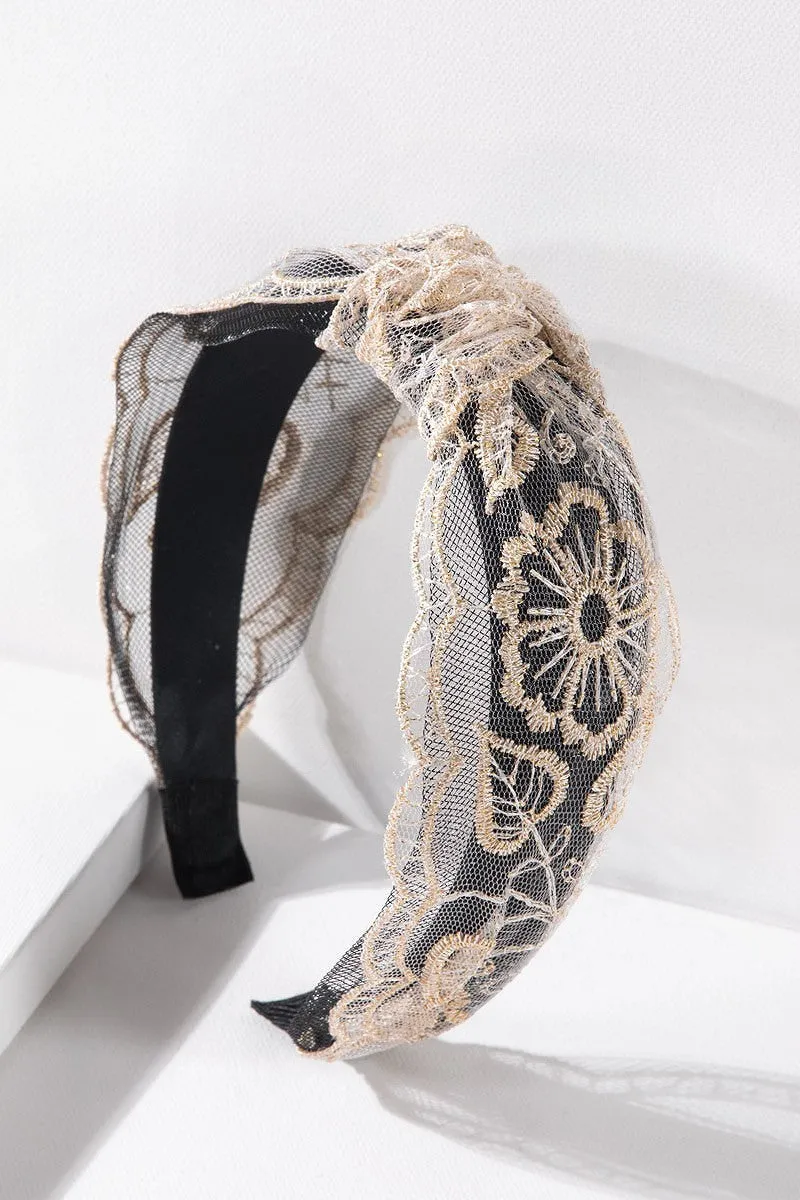 Floral Lace Black Headbands