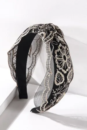 Floral Lace Black Headbands