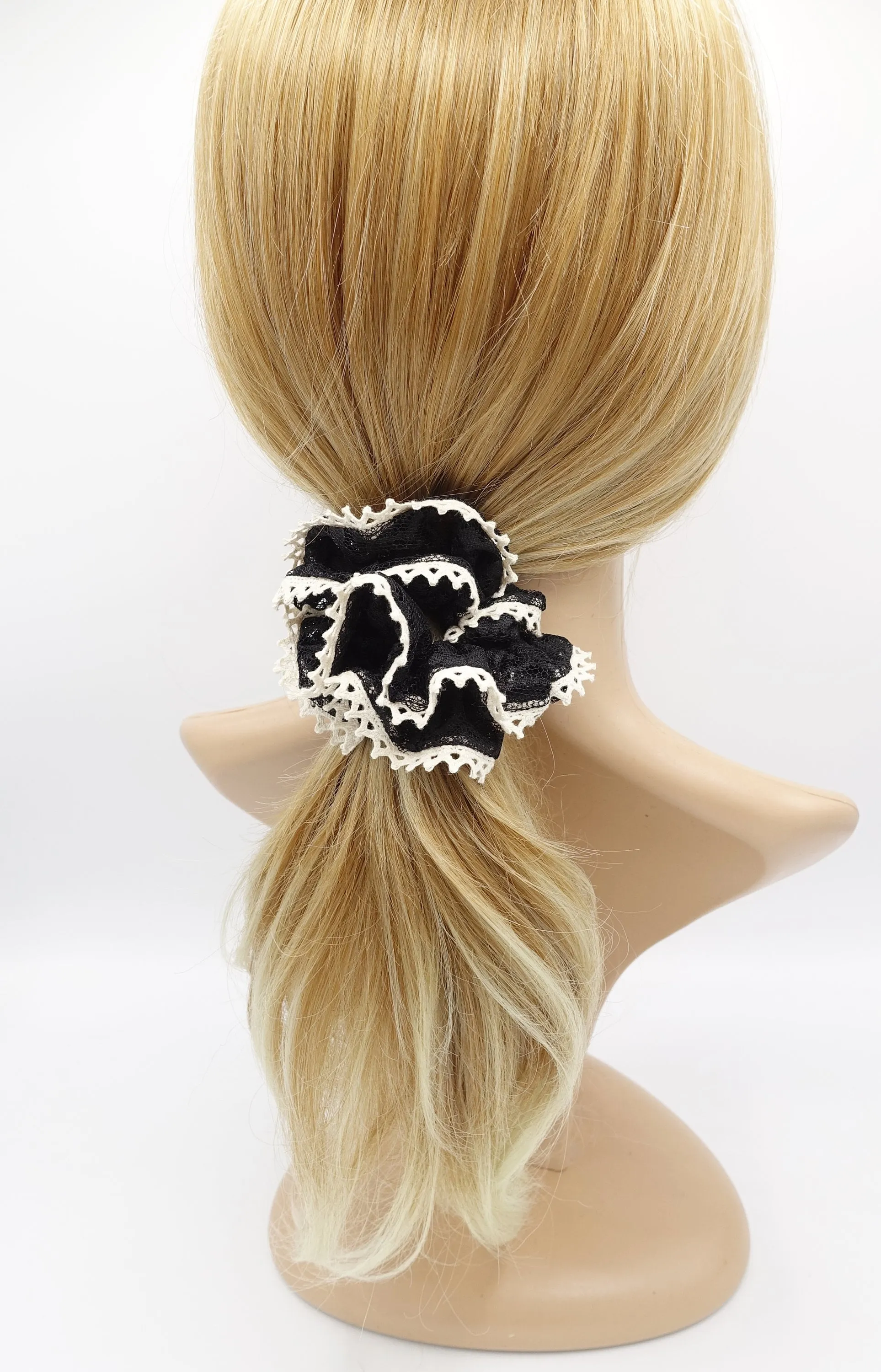 floral lace scrunchies,, double edge scrunchies for women