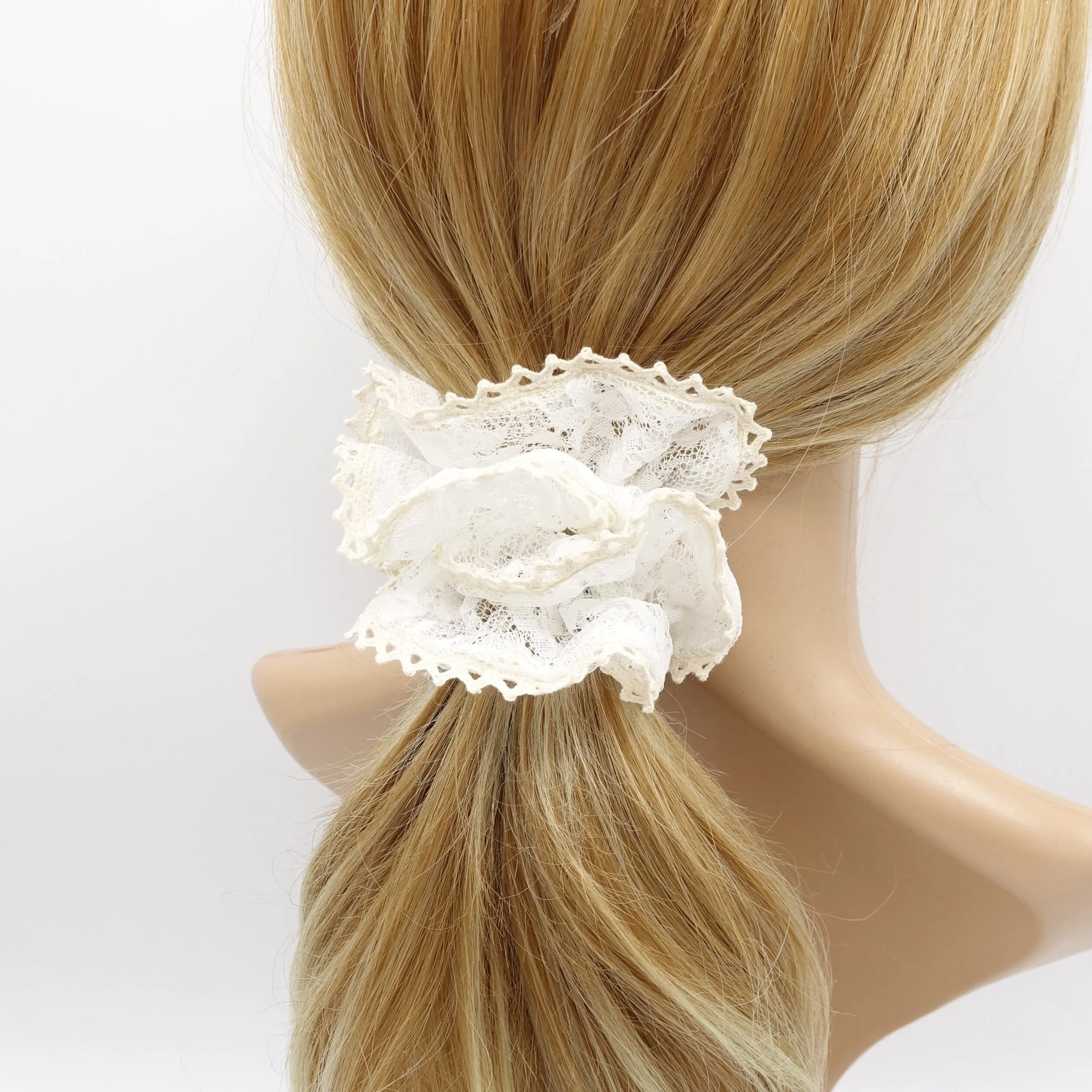 floral lace scrunchies,, double edge scrunchies for women