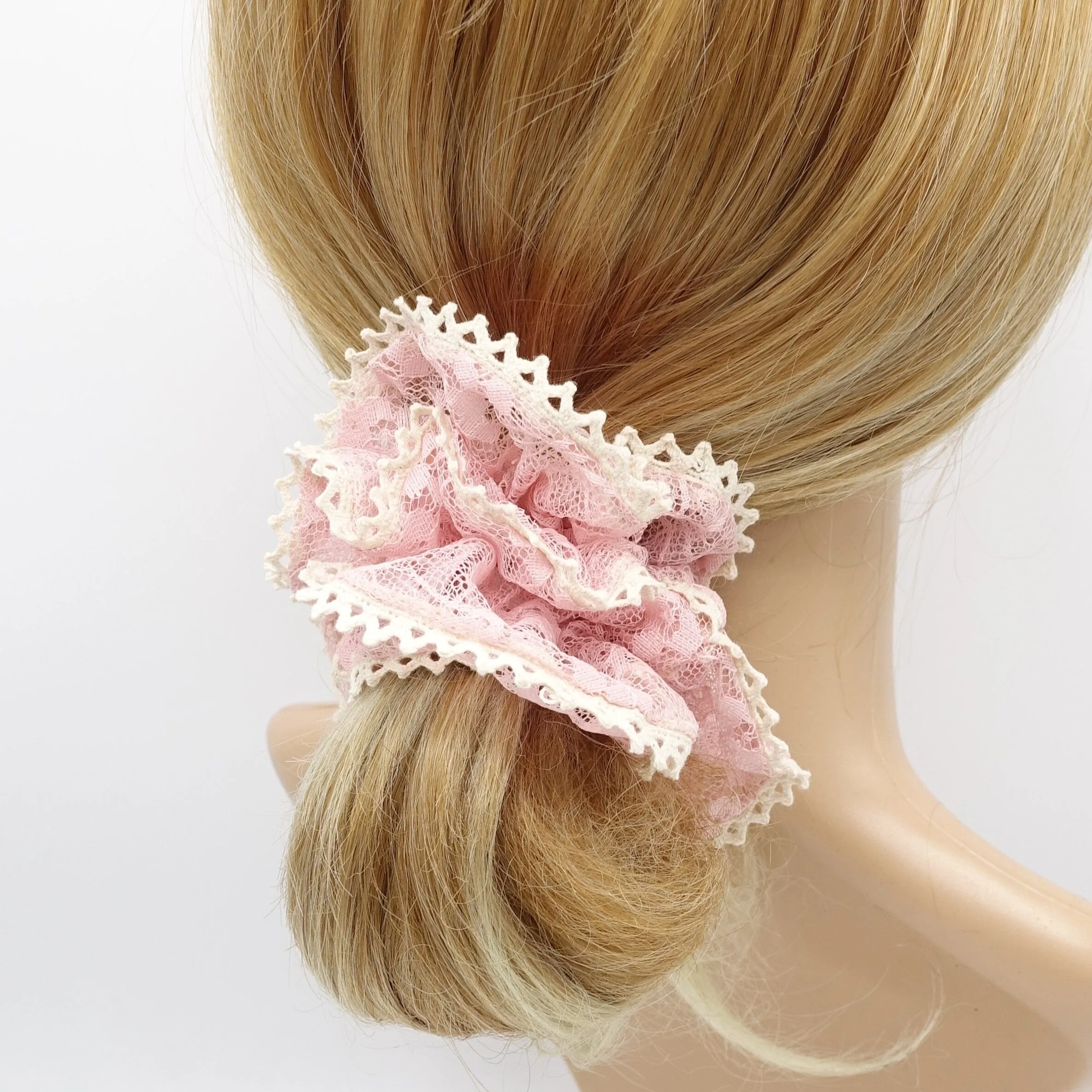 floral lace scrunchies,, double edge scrunchies for women