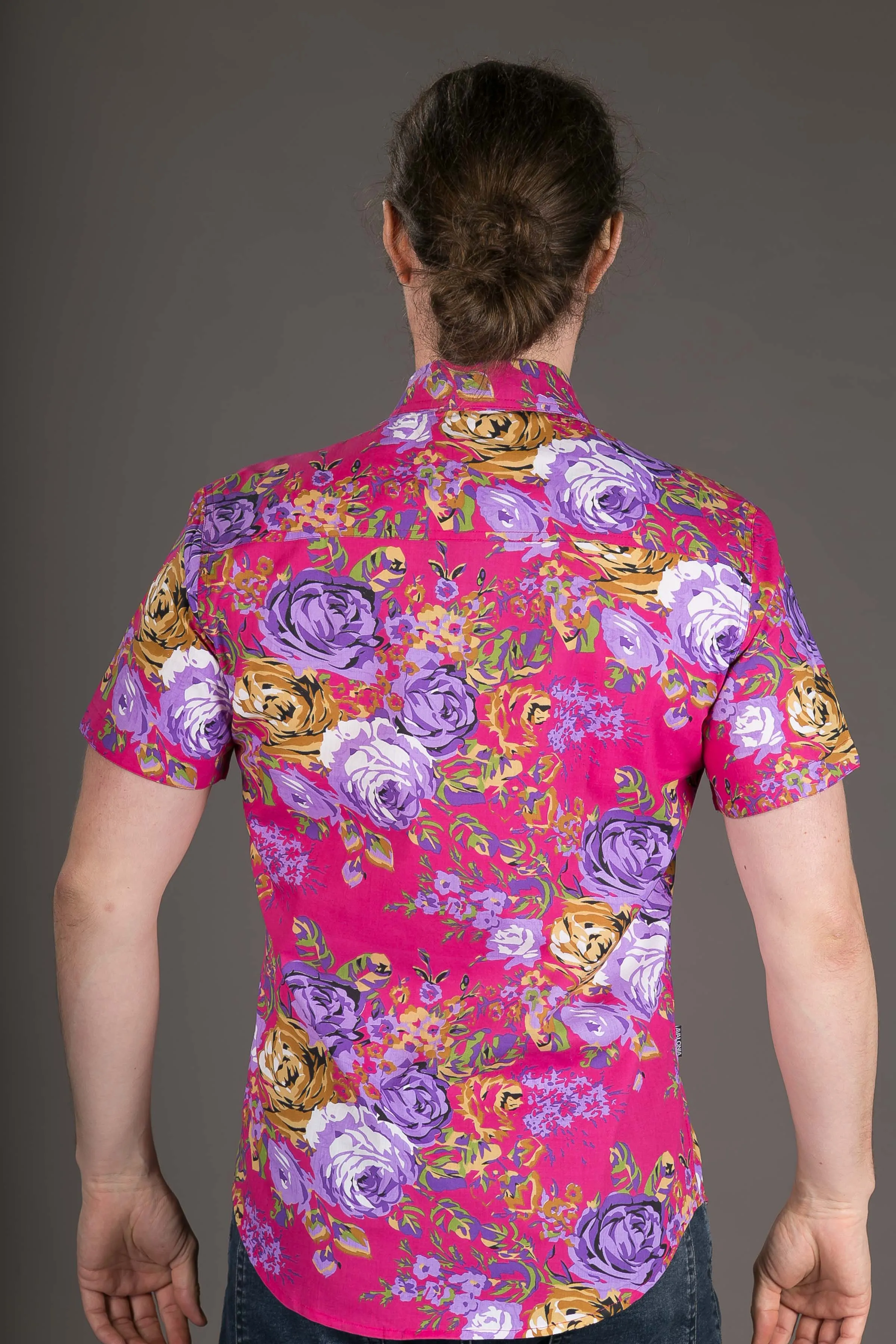 Floral Print Cotton Slim Fit Mens Shirt Short Sleeve