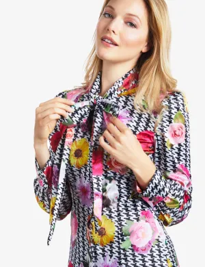 Floral Print Fitted Satin Blouse