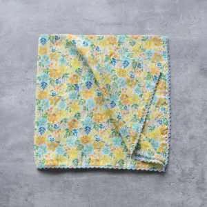 Floral Print Square Scarf in Orange & Mint