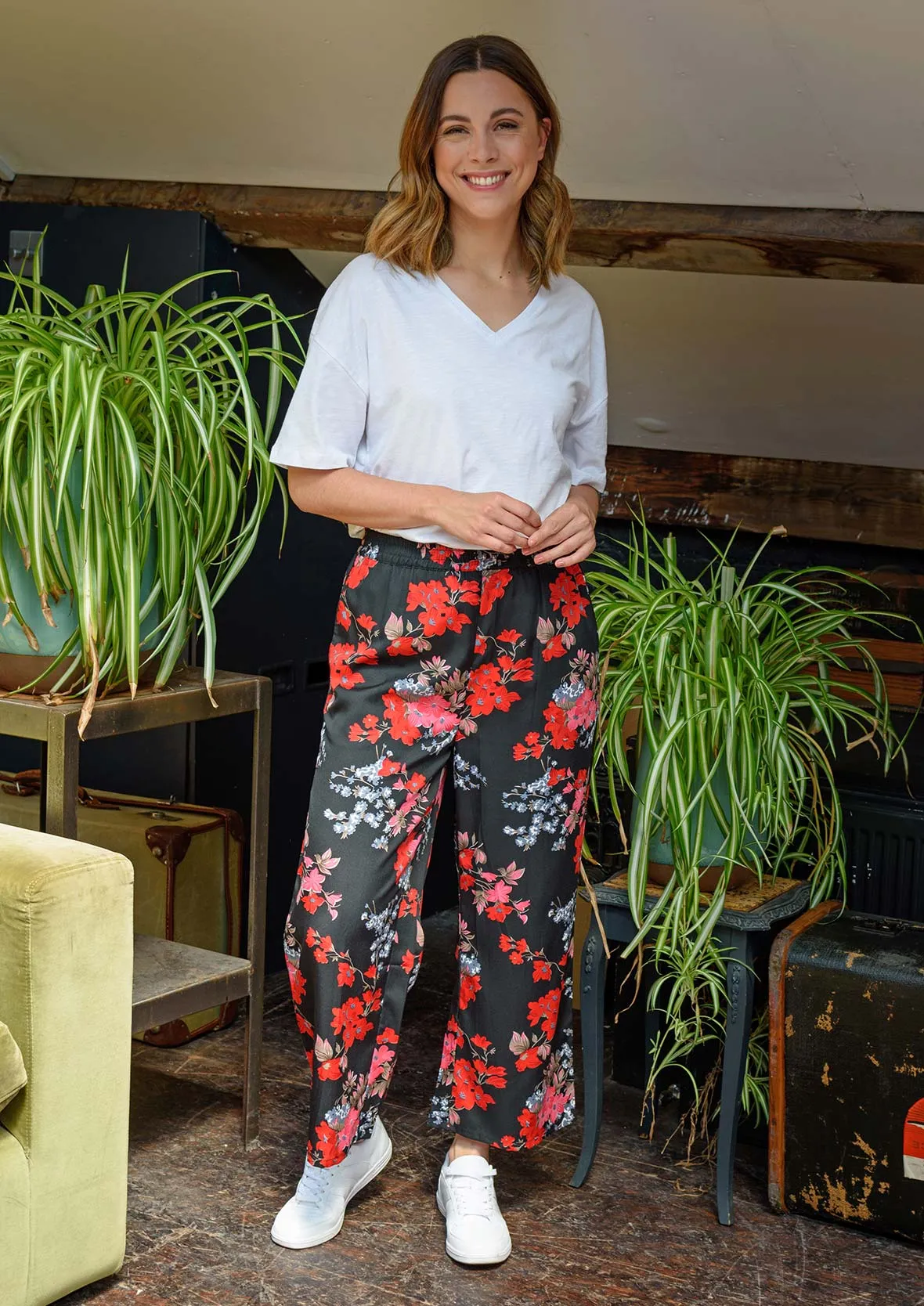 Floral Print Wide Leg Palazzo