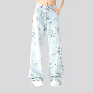 Floral-print women's jeans