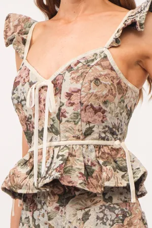 Floral Printed Jacquard Top