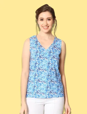 Floral Printed V-Neck Sleeveless Top