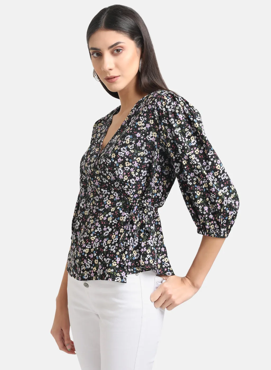 Floral Printed Wrap Top