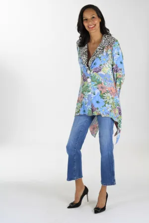 Floral Prints Blouse in Blue BM105 1005