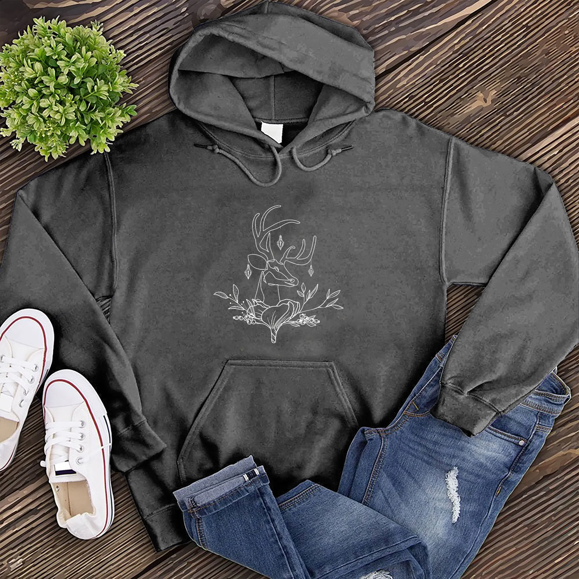 Floral Reindeer Hoodie