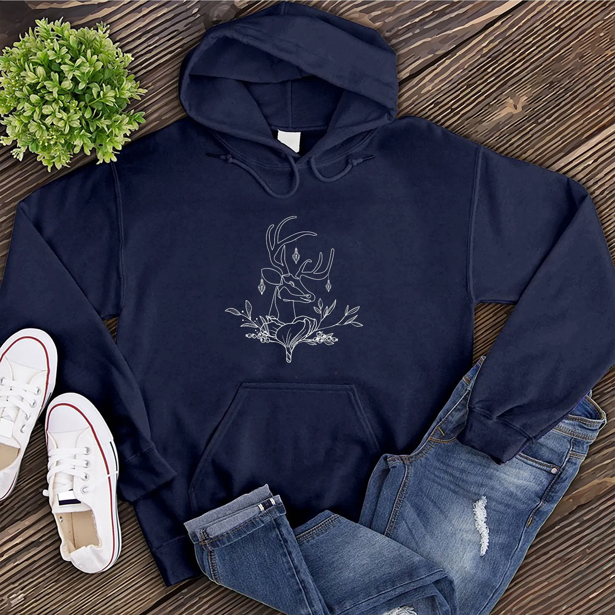 Floral Reindeer Hoodie