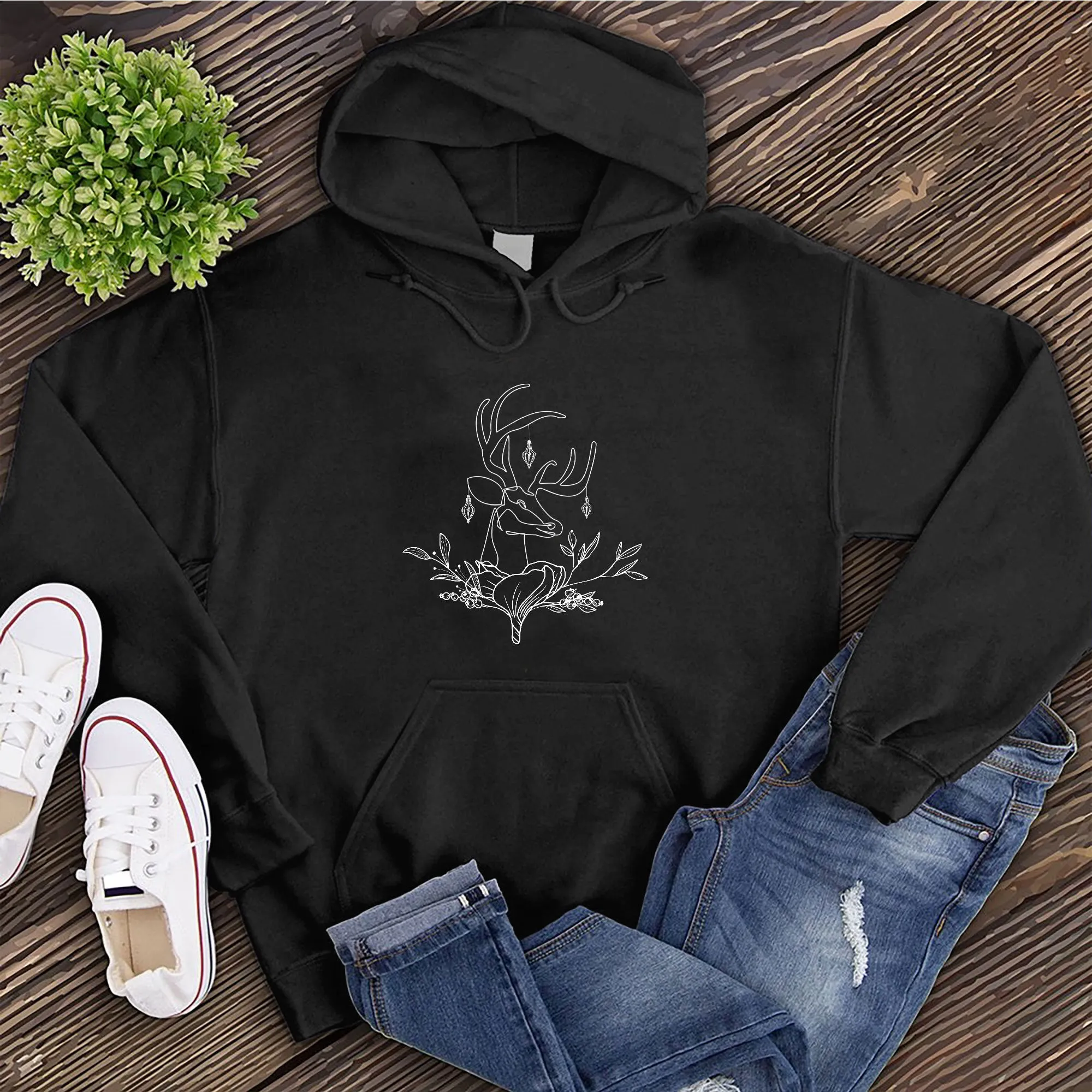 Floral Reindeer Hoodie