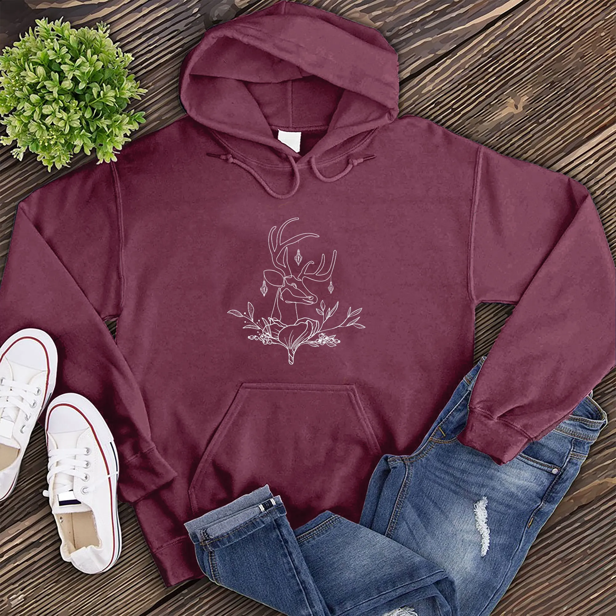 Floral Reindeer Hoodie