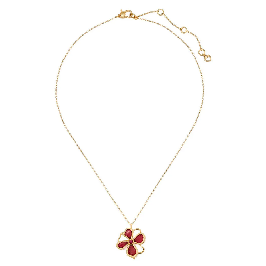 Floral Shimmer Mini Pendant in Gold & Red