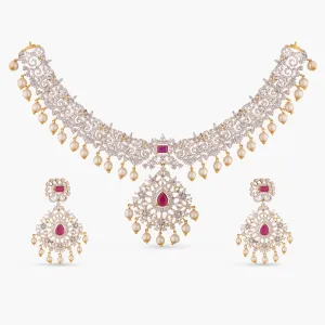 Floral Swirl Nakshatra CZ Necklace Set