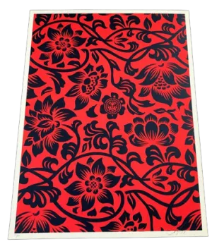 Floral Takeover 2017 Black Red Silkscreen Print by Shepard Fairey- OBEY