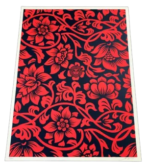 Floral Takeover 2017 Red Black Silkscreen Print by Shepard Fairey- OBEY