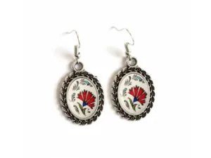 Floral Theme Earrings - Handmade Jewelry - Silver Earrings