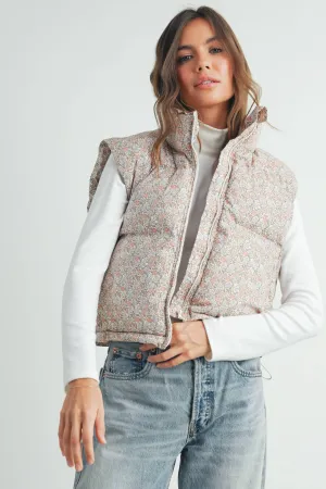 FLORAL THICK PUFFER VEST