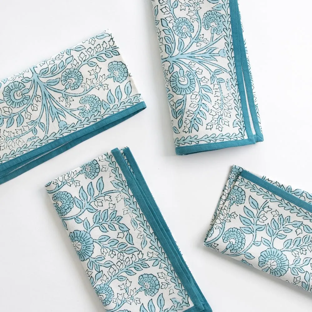 Floral Trellis Aqua Napkin | Set of 4