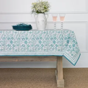 Floral Trellis Aqua Tablecloth